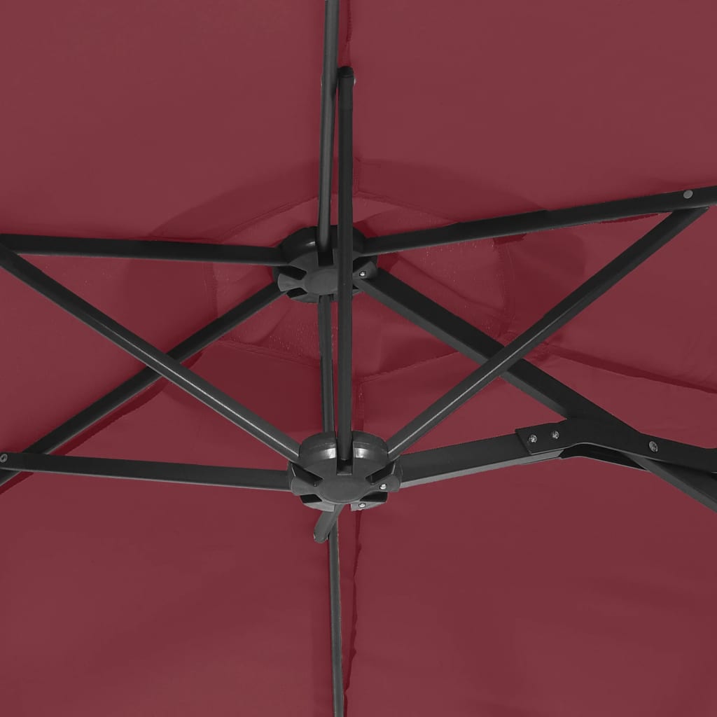 Ομπρέλα Κήπου με Διπλή Κορυφή Μπορντό 316 x 145 εκ.