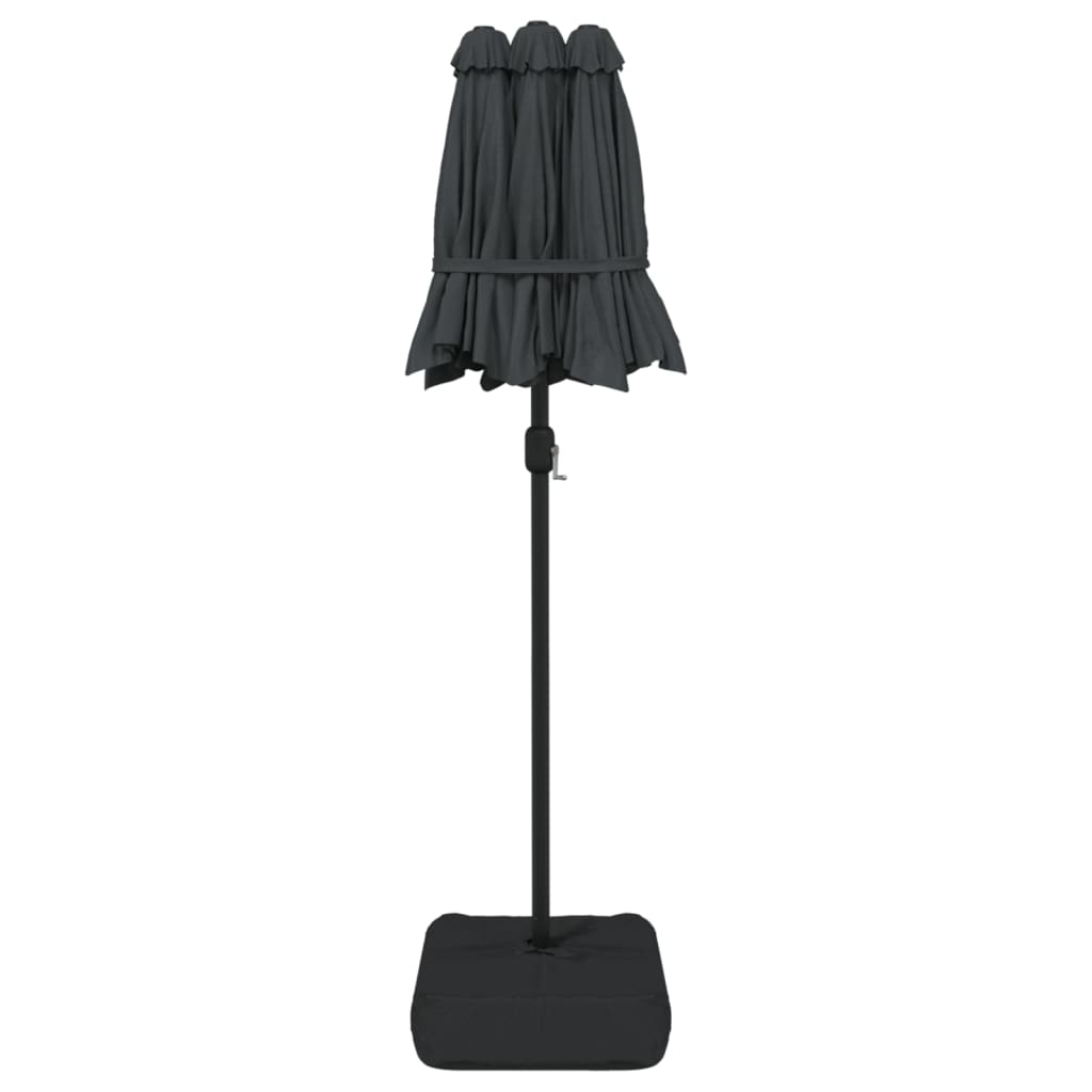 Ομπρέλα Κήπου με Διπλή Κορυφή και LED Ανθρακί 316 x 145 εκ.