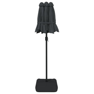 Ομπρέλα Κήπου με Διπλή Κορυφή και LED Ανθρακί 316 x 145 εκ.
