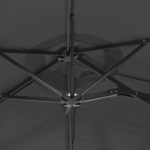 Ομπρέλα Κήπου με Διπλή Κορυφή και LED Ανθρακί 316 x 145 εκ.