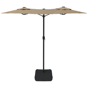 Ομπρέλα Κήπου με Διπλή Κορυφή και LED Taupe 316 x 145 εκ.