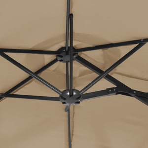 Ομπρέλα Κήπου με Διπλή Κορυφή και LED Taupe 316 x 145 εκ.