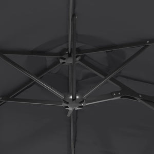 Ομπρέλα Κήπου με Διπλή Κορυφή και LED Μαύρη 316 x 145 εκ.