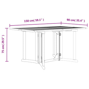 Τραπέζι Κήπου Butterfly Πτυσσόμενο 150x90x75 εκ. Μασίφ Teak