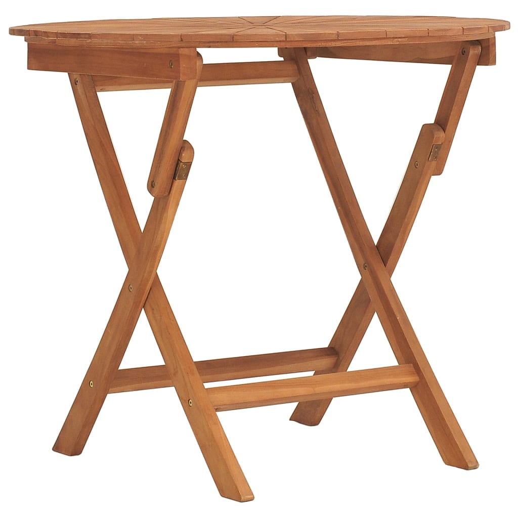 Τραπέζι Κήπου Πτυσσόμενο Ø85 x 75 εκ. Μασίφ Ξύλο Teak