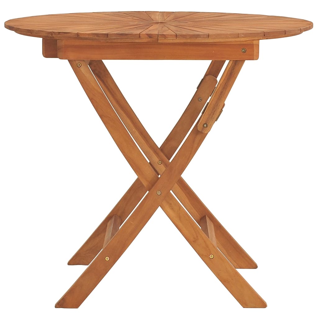 Τραπέζι Κήπου Πτυσσόμενο Ø85 x 75 εκ. Μασίφ Ξύλο Teak