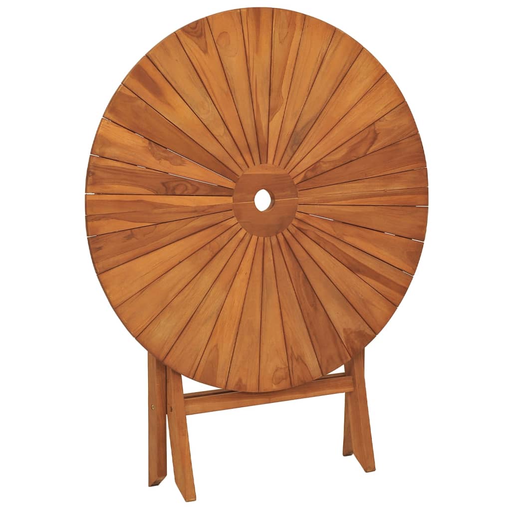 Τραπέζι Κήπου Πτυσσόμενο Ø85 x 75 εκ. Μασίφ Ξύλο Teak
