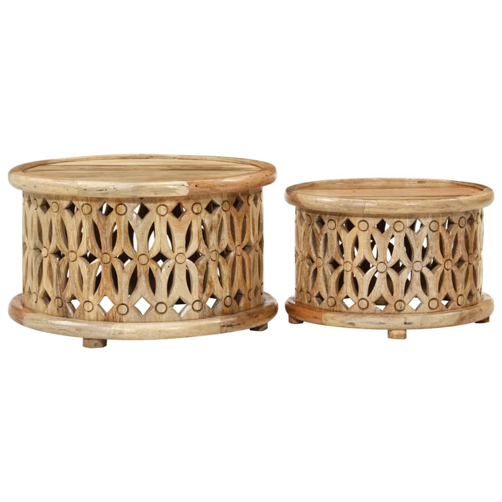 Τραπεζάκια Σαλονιού Σετ 2 Τεμαχίων από Μασίφ Ξύλο Μάνγκο