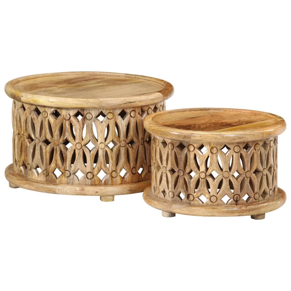 Τραπεζάκια Σαλονιού Σετ 2 Τεμαχίων από Μασίφ Ξύλο Μάνγκο