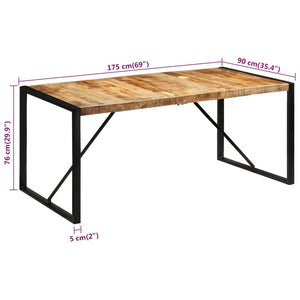 Τραπεζαρία 175x90x76 εκ. από Μασίφ Ακατέργαστο Ξύλο Μάνγκο