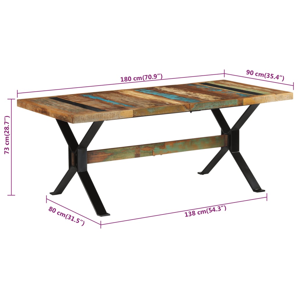 Τραπεζαρία 180 x 90 x 73 εκ. από Μασίφ Ανακυκλωμένο Ξύλο