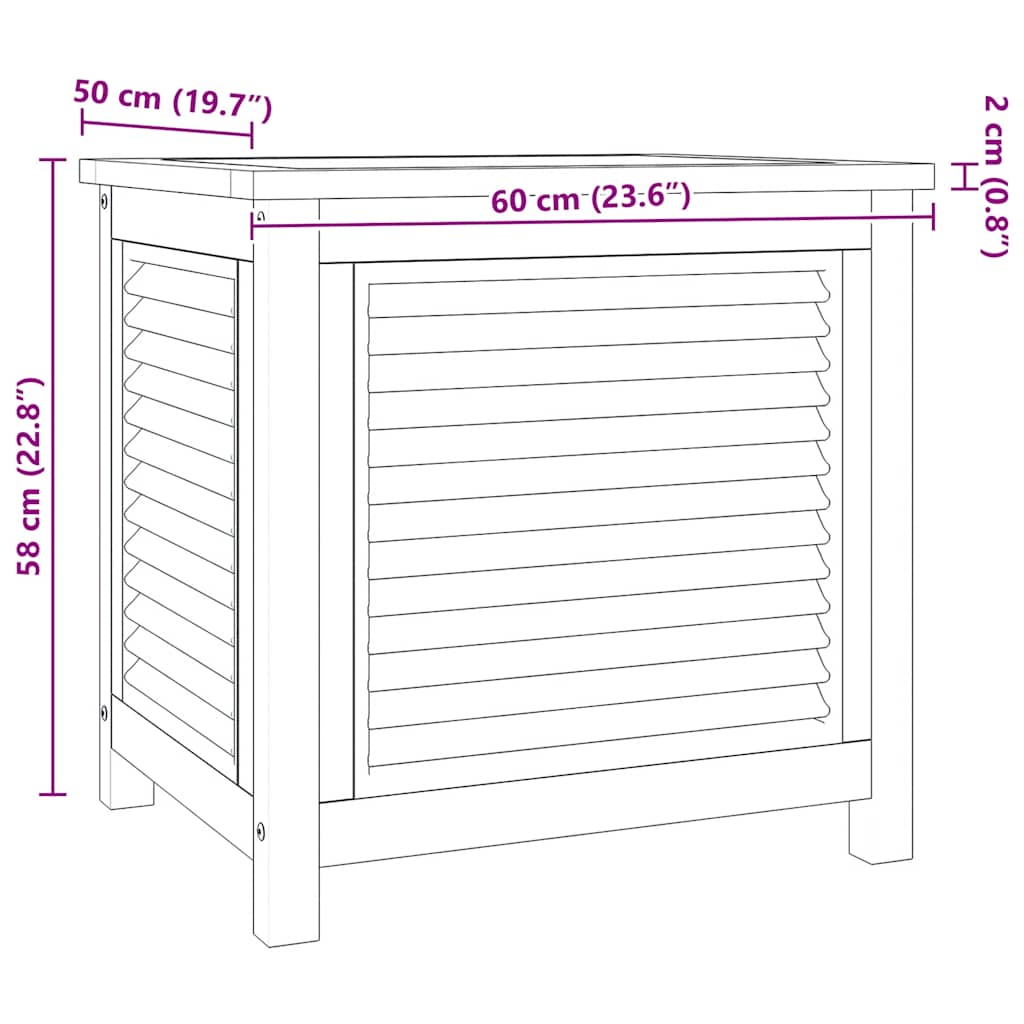 Μπαούλο Αποθήκευσης Κήπου με Τσάντα 60x50x58 εκ Μασίφ Ξύλο Teak