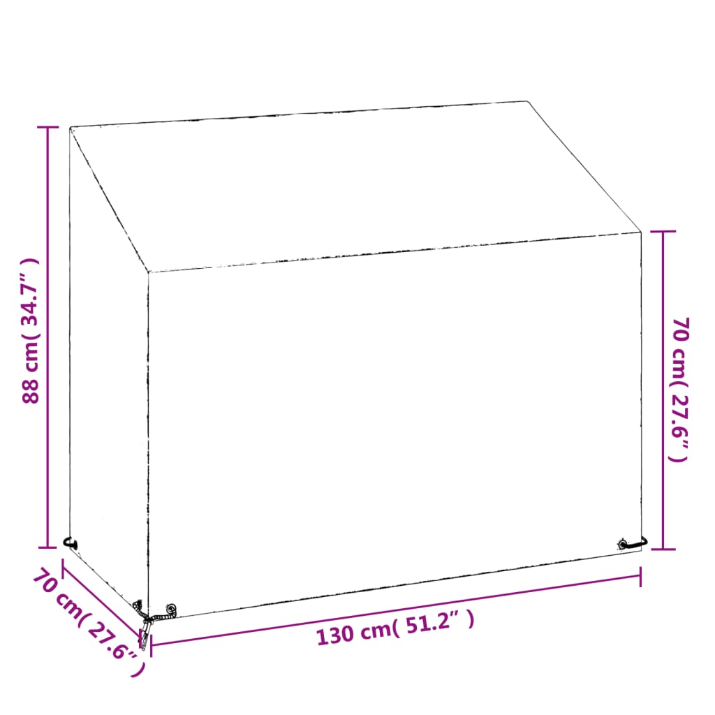 Κάλυμμα Παγκακιού με 8 Κρίκους 130x70x70/88 εκ. Πολυαιθυλένιο