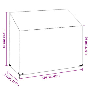 Κάλυμμα Παγκακιού με 8 Κρίκους 160x70x70/88 εκ. Πολυαιθυλένιο