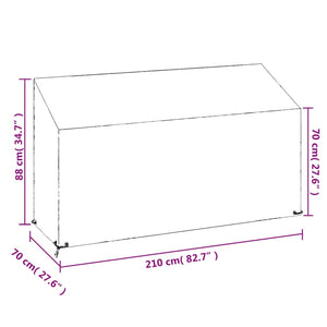 Κάλυμμα Παγκακιού με 12 Κρίκους 210x70x70/88 εκ. Πολυαιθυλένιο