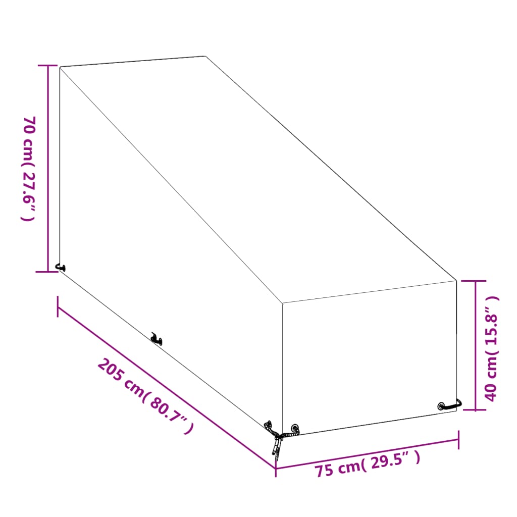 Κάλυμμα Ξαπλώστρας με 12 Κρίκους 205x75x40/70 εκ. Πολυαιθυλένιο