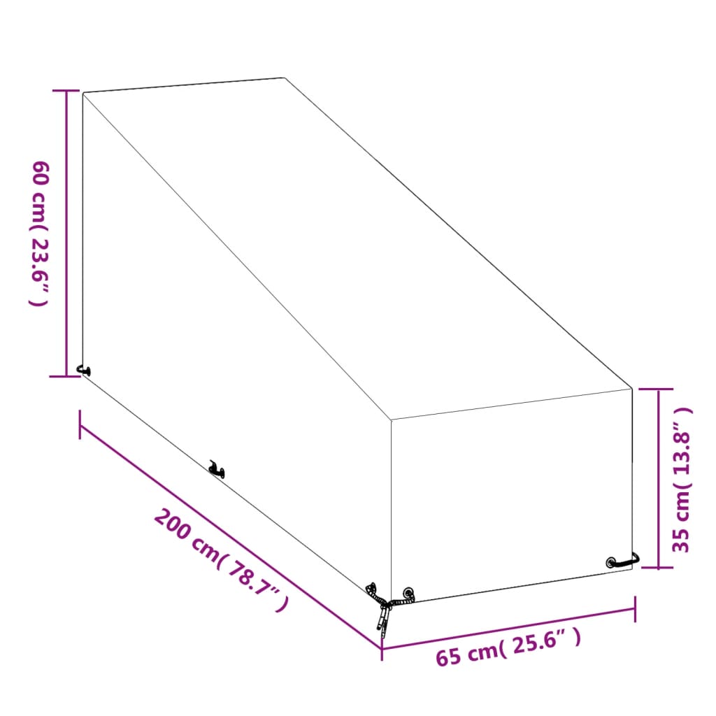 Κάλυμμα Ξαπλώστρας με 12 Κρίκους 200x65x35/60 εκ. Πολυαιθυλένιο