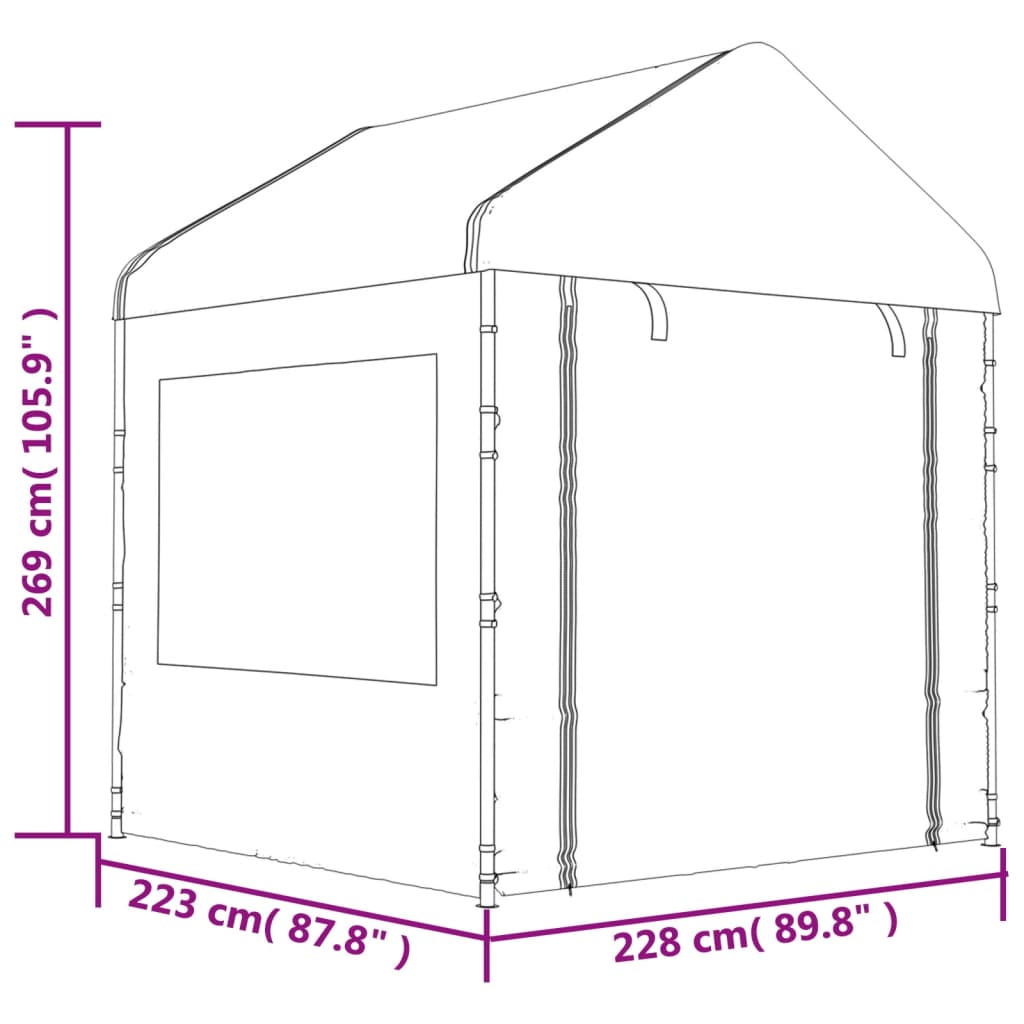 Κιόσκι με Τέντα Λευκό 8,92 x 2,28 x 2,69 μ. από Πολυαιθυλένιο - Pakobazaar