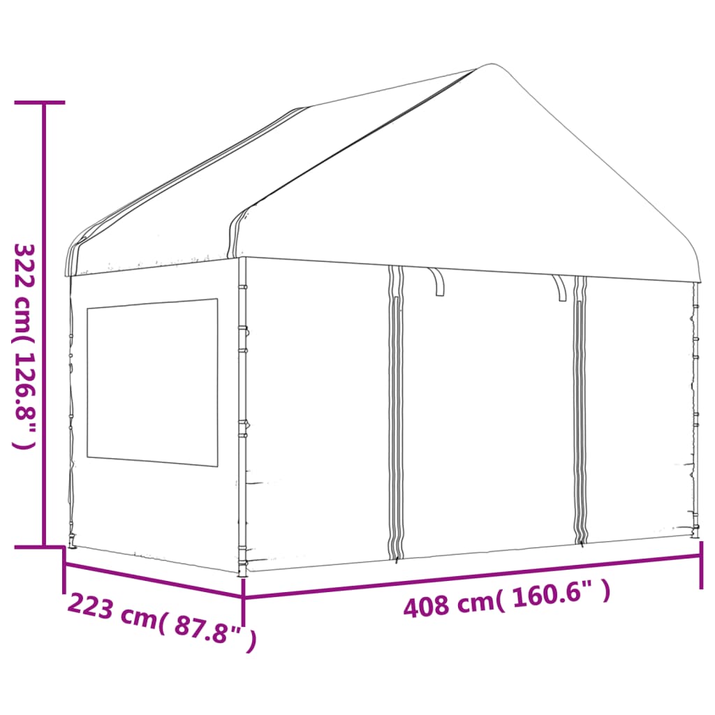 Κιόσκι με Τέντα Λευκό 11,15 x 4,08 x 3,22 μ. από Πολυαιθυλένιο - Pakobazaar