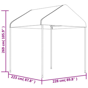 Κιόσκι με Τέντα Λευκό 6,69 x 2,28 x 2,69 μ. από Πολυαιθυλένιο