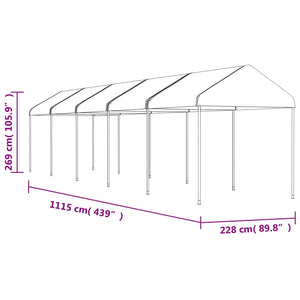 Κιόσκι με Τέντα Λευκό 11,15 x 2,28 x 2,69 μ. από Πολυαιθυλένιο
