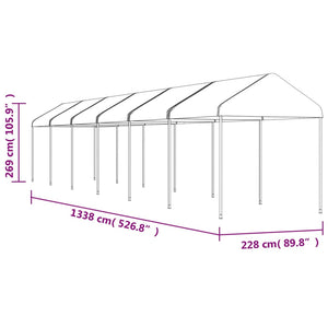 Κιόσκι με Τέντα Λευκό 13,38 x 2,28 x 2,69 μ. από Πολυαιθυλένιο