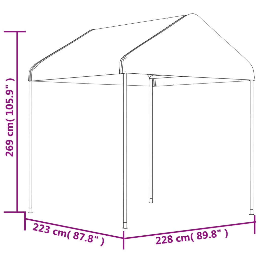 Κιόσκι με Τέντα Λευκό 17,84 x 2,28 x 2,69 μ. από Πολυαιθυλένιο