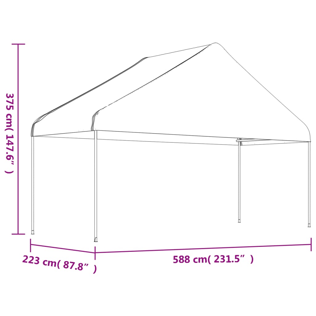 Κιόσκι με Τέντα Λευκό 15,61 x 5,88 x 3,75 μ. από Πολυαιθυλένιο