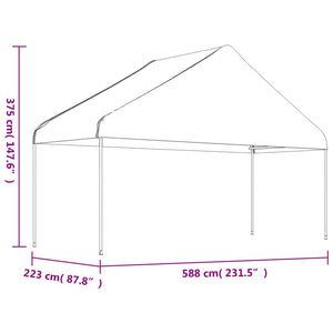 Κιόσκι με Τέντα Λευκό 15,61 x 5,88 x 3,75 μ. από Πολυαιθυλένιο