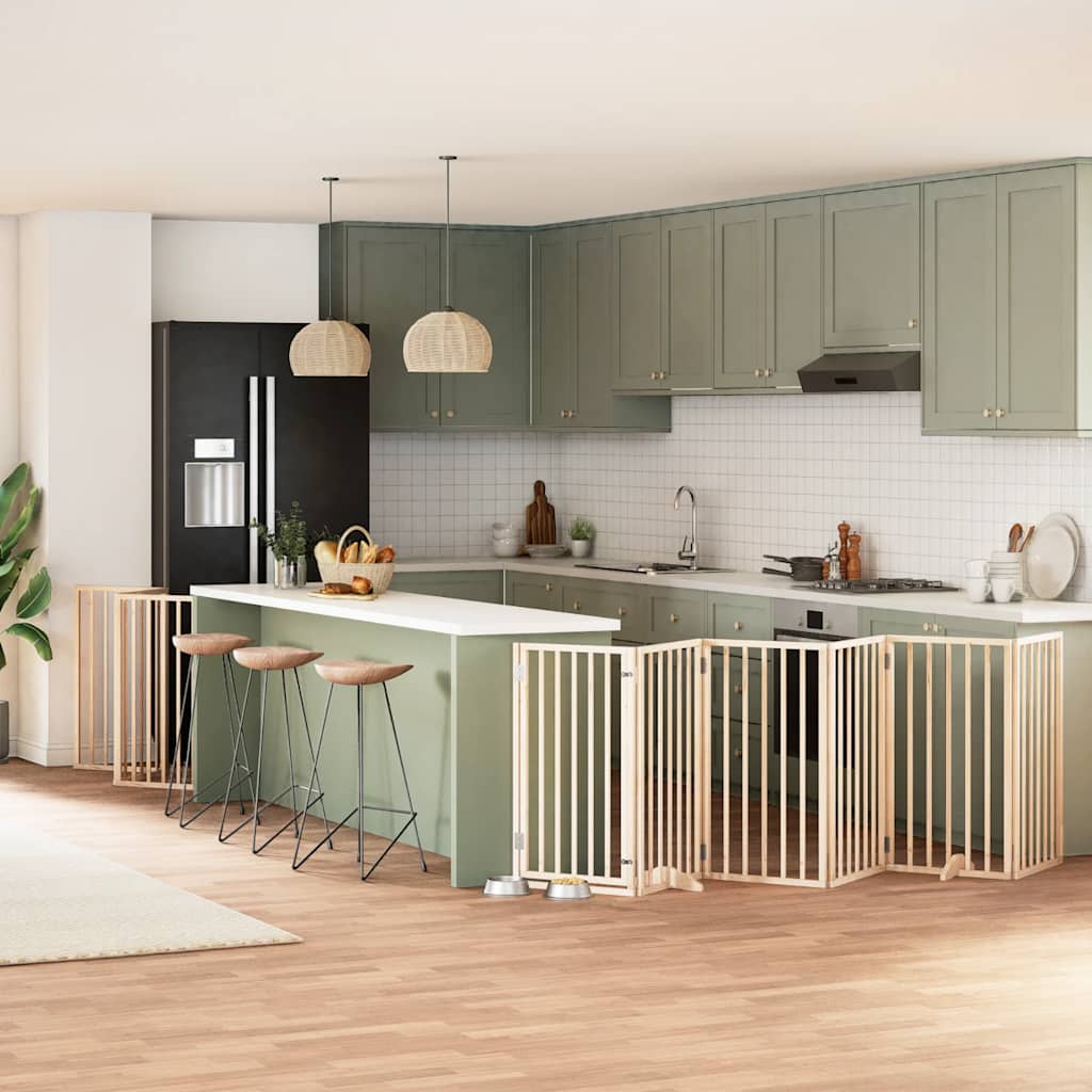 Διαχωριστικό Σκύλων/Πόρτα Πτυσσόμενο 12 Πάνελ 600εκ Ξύλο Λεύκας