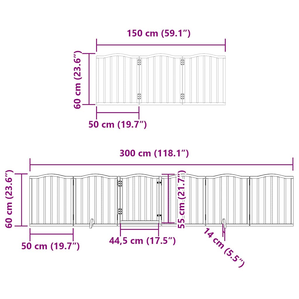 Διαχωριστικό Σκύλων/Πόρτα Πτυσσόμενο 9 Πάνελ 450εκ. Ξύλο Λεύκας - Pakobazaar