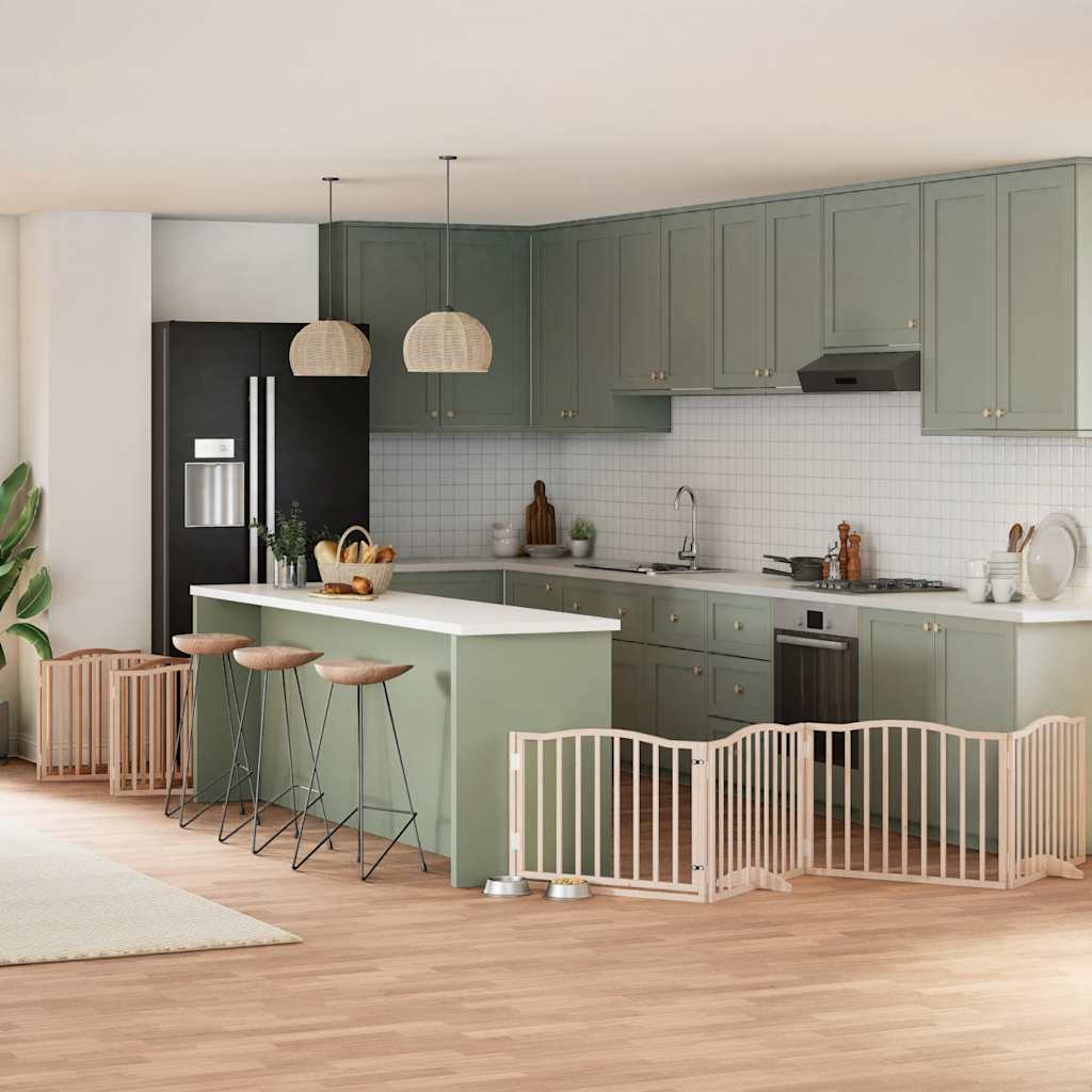 Διαχωριστικό Σκύλων/Πόρτα Πτυσσόμενο 12 Πάνελ 960εκ Ξύλο Λεύκας