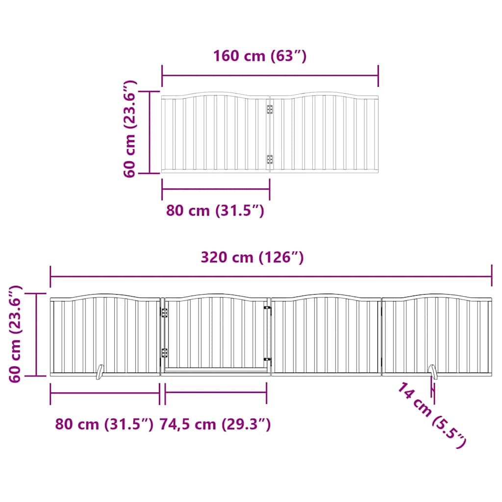 Διαχωριστικό Σκύλων/Πόρτα Πτυσσόμενο 12 Πάνελ 960εκ Ξύλο Λεύκας - Pakobazaar
