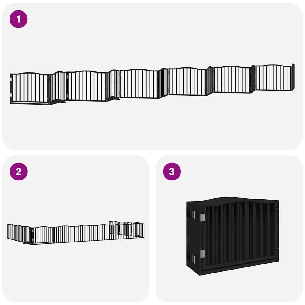 Διαχωριστικό Σκύλων/Πόρτα Πτυσσόμενο 12 Πάνελ 960εκ Ξύλο Λεύκας