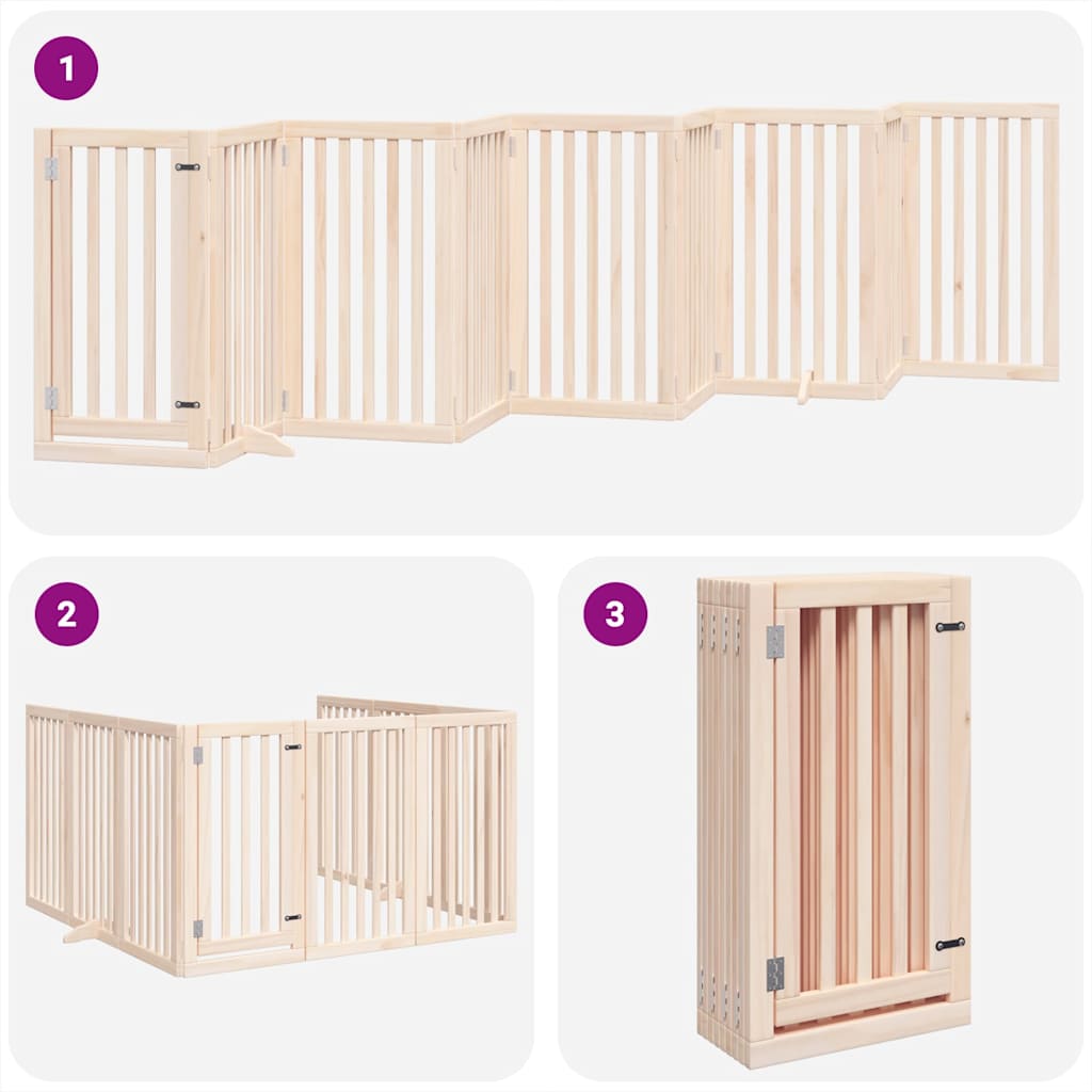 Διαχωριστικό Σκύλων/Πόρτα Πτυσσόμενο 9 Πάνελ 450 εκ Ξύλο Λεύκας