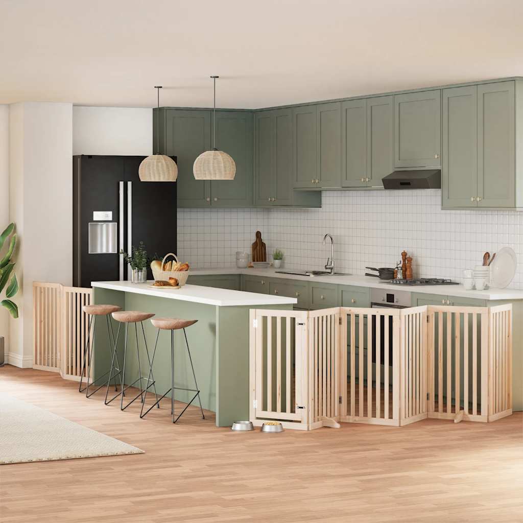 Διαχωριστικό Σκύλων/Πόρτα Πτυσσόμενο 9 Πάνελ 450 εκ Ξύλο Λεύκας