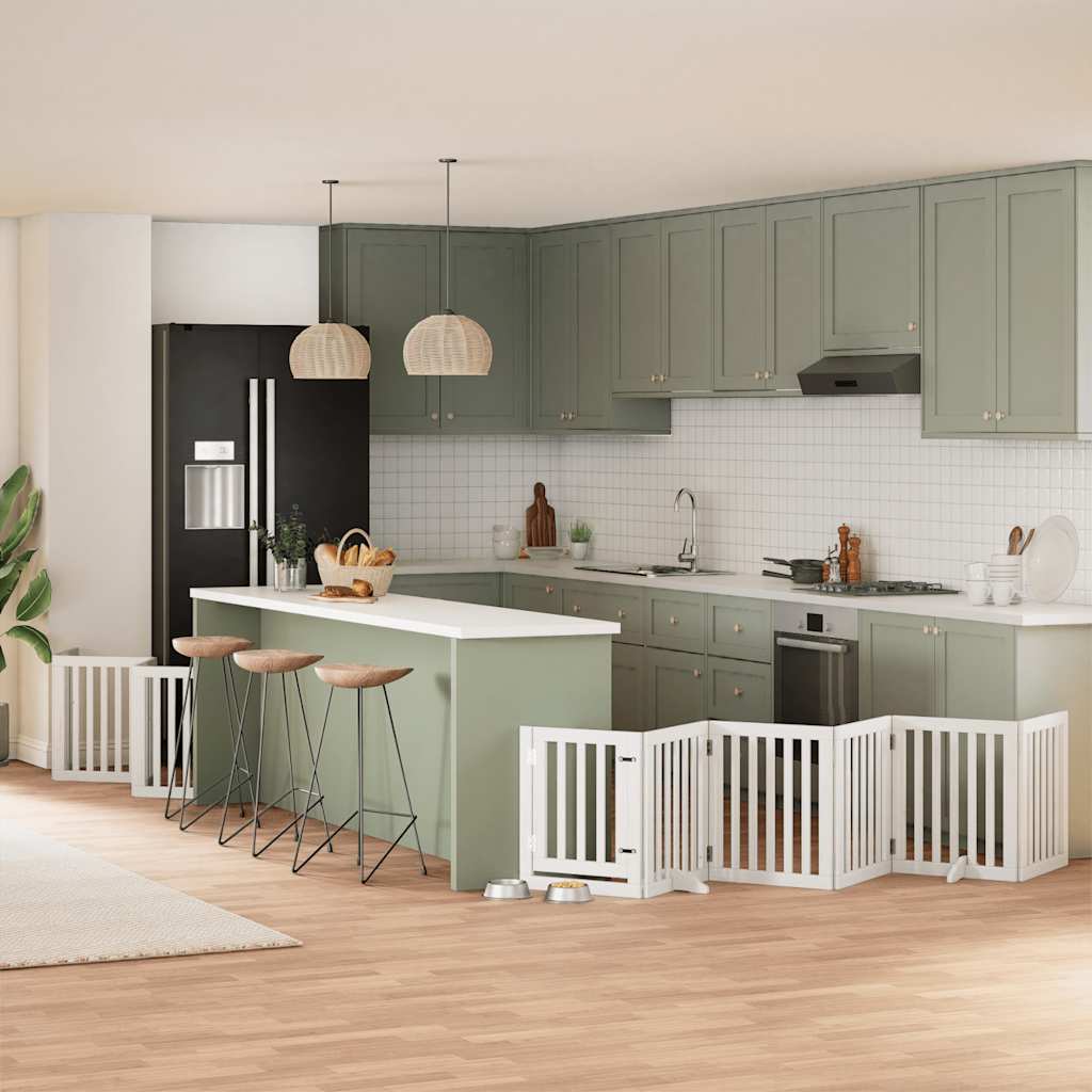 Διαχωριστικό Σκύλων/Πόρτα Πτυσσόμενο 15 Πάνελ 750εκ Ξύλο Λεύκας