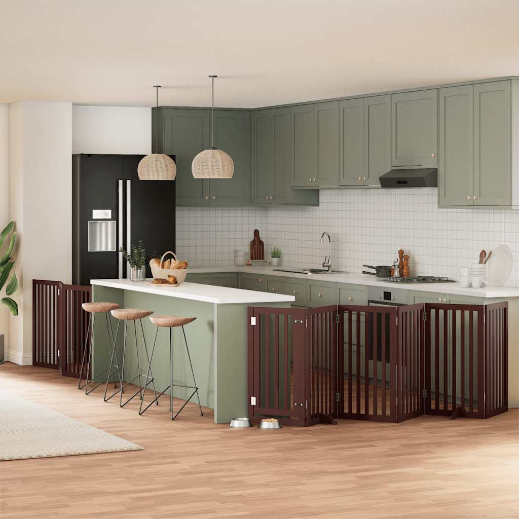 Διαχωριστικό Σκύλων/Πόρτα Πτυσσόμενο 9 Πάνελ 450εκ. Ξύλο Λεύκας