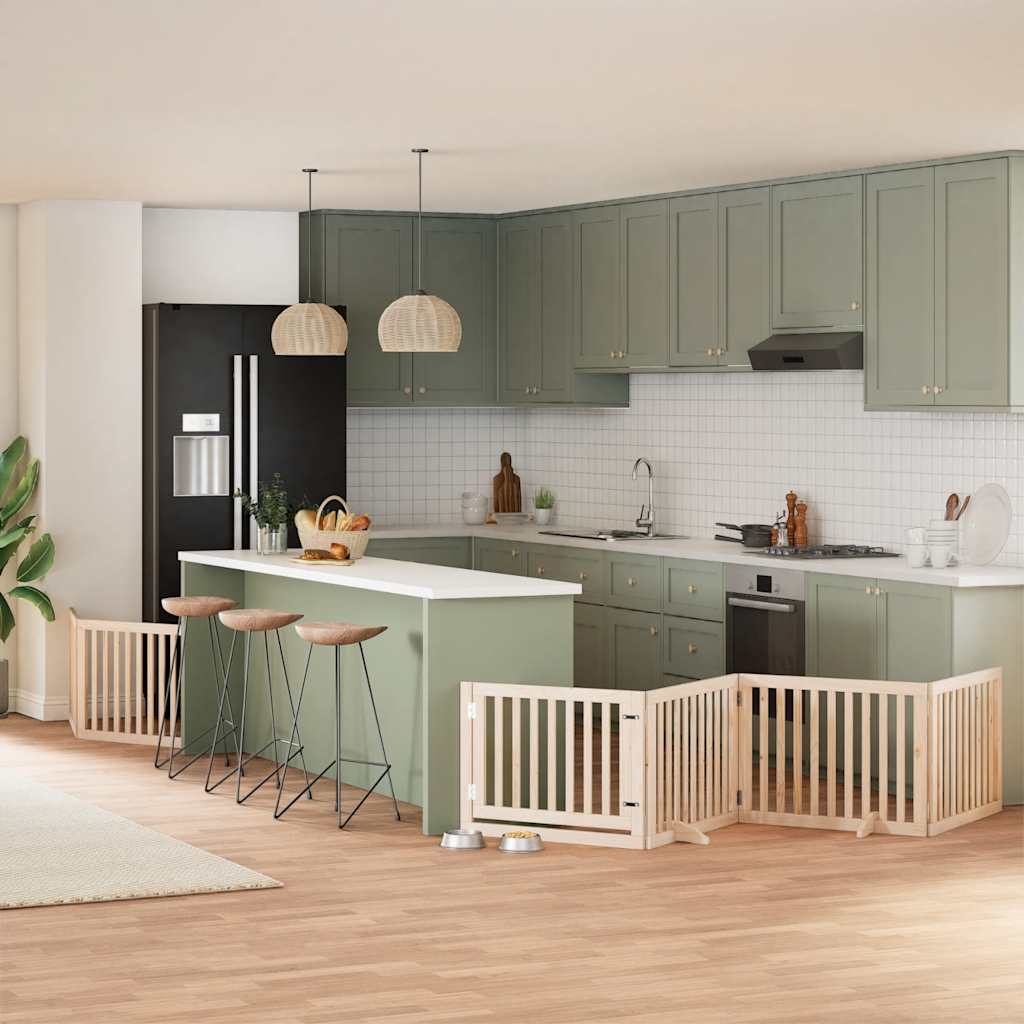 Διαχωριστικό Σκύλων/Πόρτα Πτυσσόμενο 8 Πάνελ 640 εκ Ξύλο Λεύκας - Pakobazaar