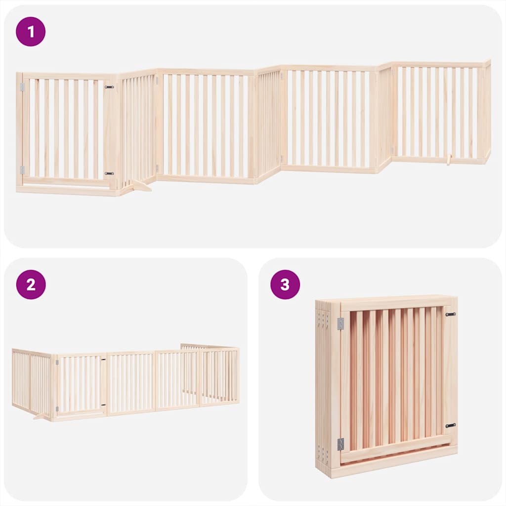 Διαχωριστικό Σκύλων/Πόρτα Πτυσσόμενο 8 Πάνελ 640 εκ Ξύλο Λεύκας