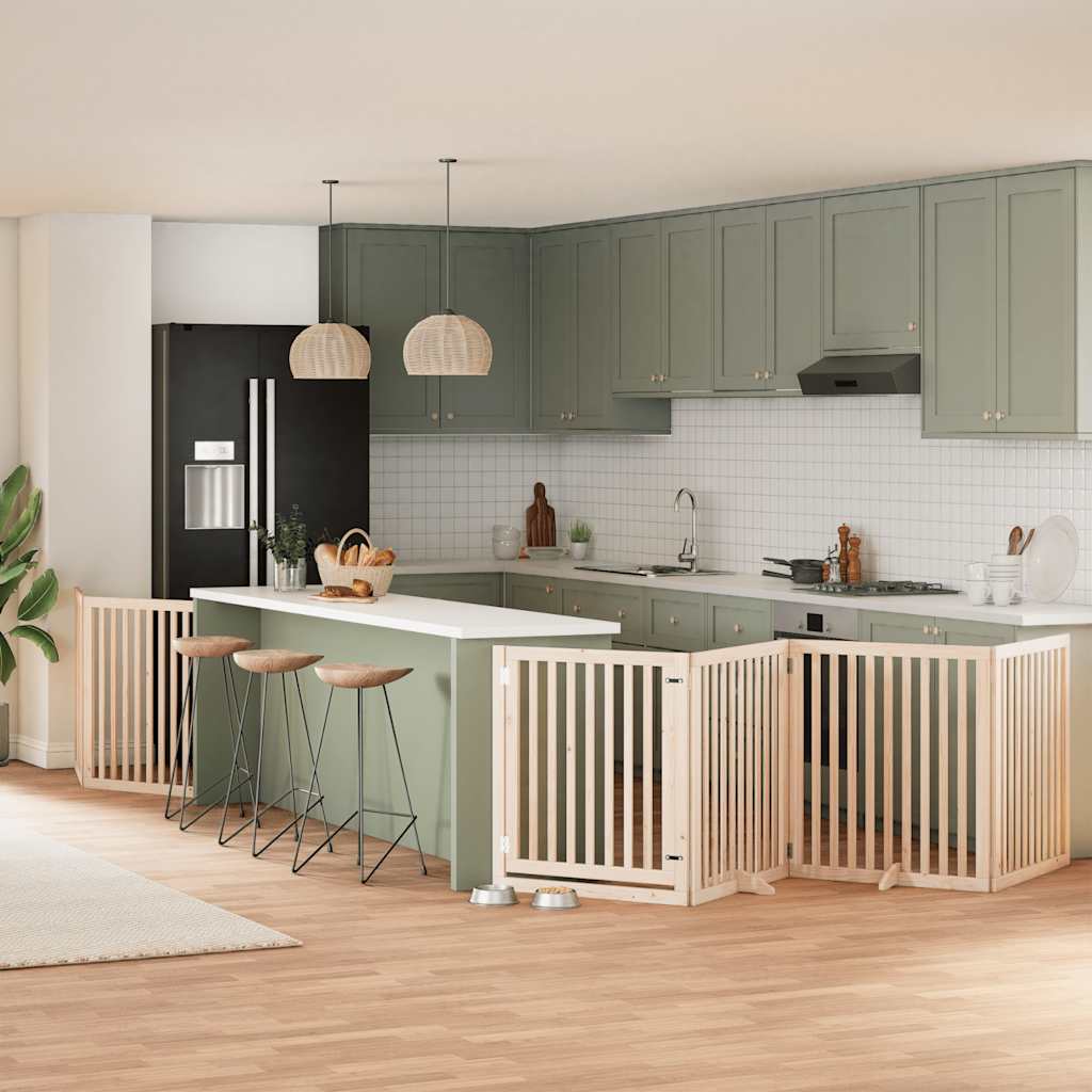 Διαχωριστικό Σκύλων/Πόρτα Πτυσσόμενο 8 Πάνελ 640 εκ Ξύλο Λεύκας