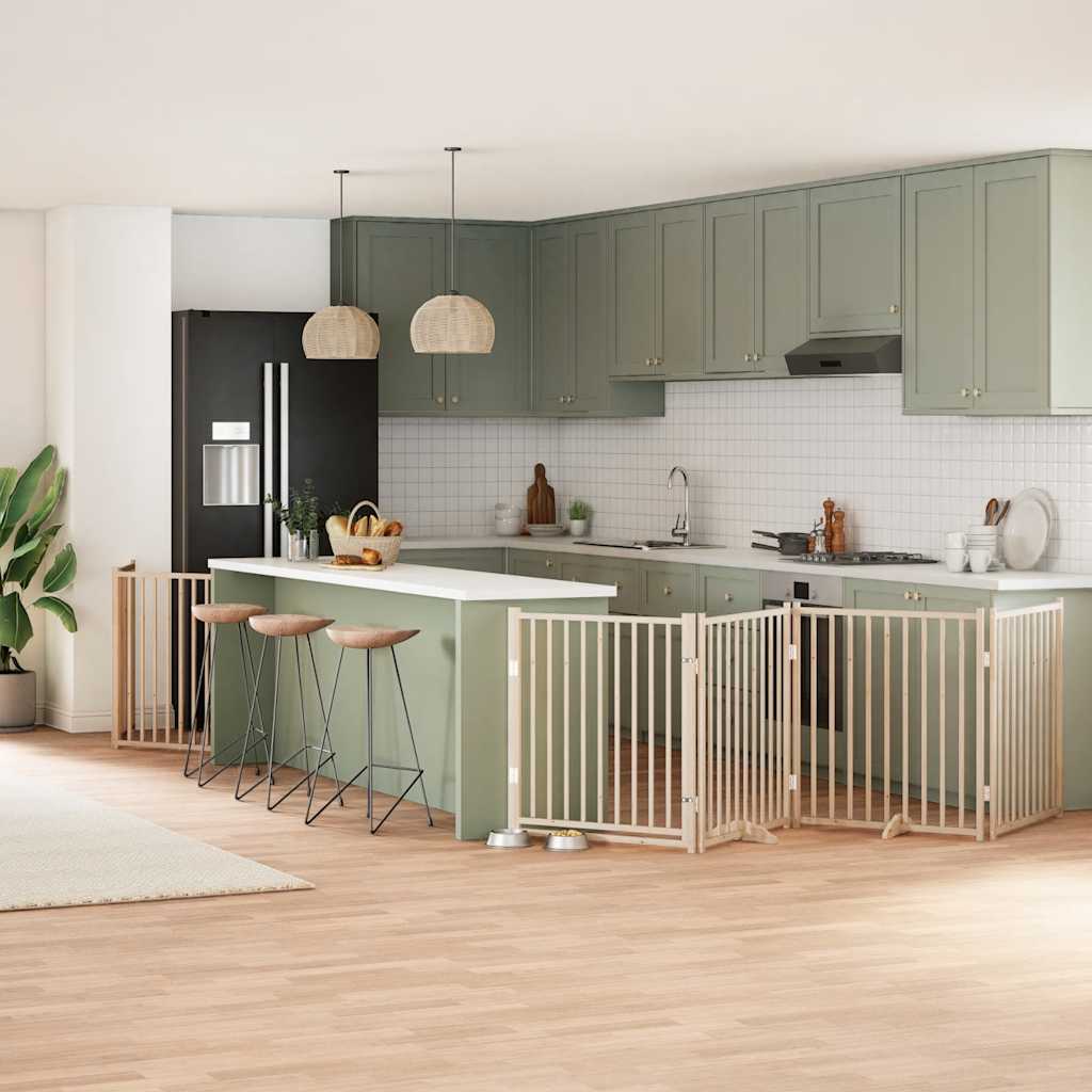 Διαχωριστικό Σκύλων/Πόρτα Πτυσσόμενο 8 Πάνελ 640 εκ Ξύλο Λεύκας - Pakobazaar