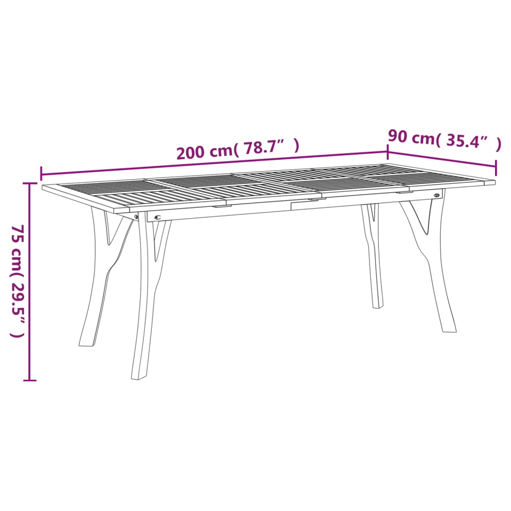Τραπέζι Κήπου 200x90x75 εκ. από Μασίφ Ξύλο Ακακίας - Pakobazaar
