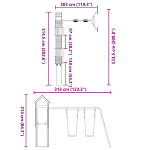 Παιδική Χαρά Εξωτερικού Χώρου από Μασίφ Ξύλο Ψευδοτσούγκας - Pakobazaar