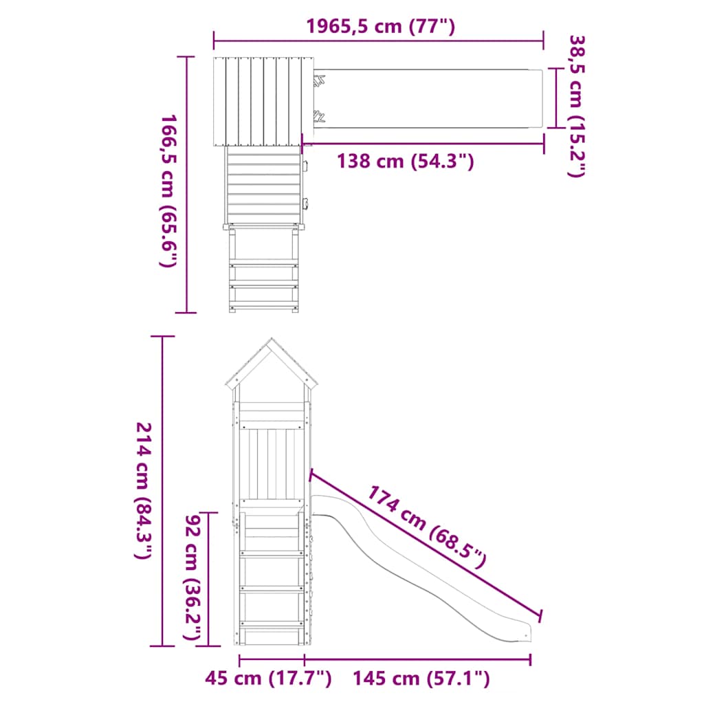 Παιδική Χαρά Εξωτερικού Χώρου από Εμποτισμένο Ξύλο Πεύκου
