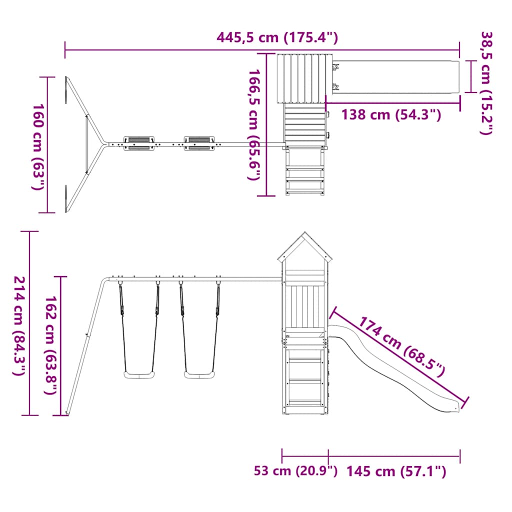 Παιδική Χαρά Εξωτερικού Χώρου από Μασίφ Ξύλο Πεύκου