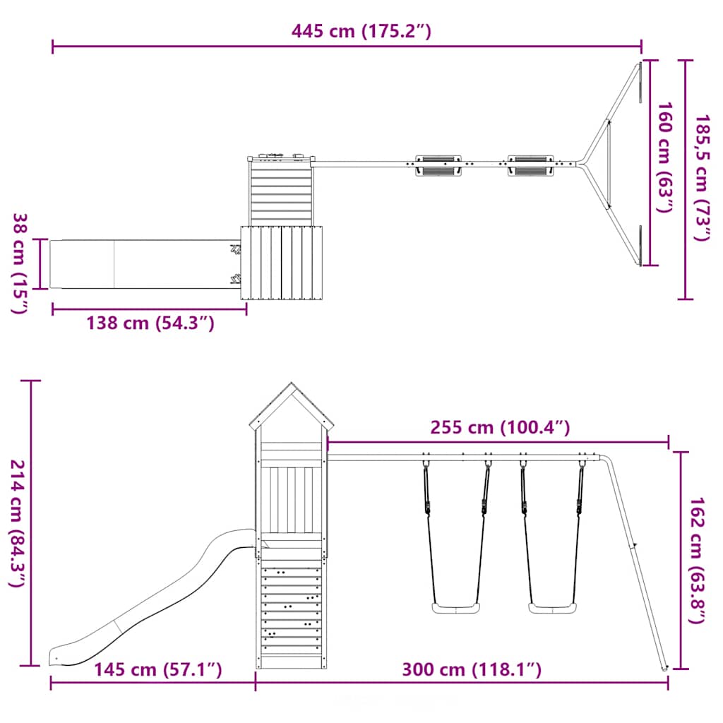 Παιδική Χαρά Εξωτερικού Χώρου από Μασίφ Ξύλο Πεύκου - Pakobazaar