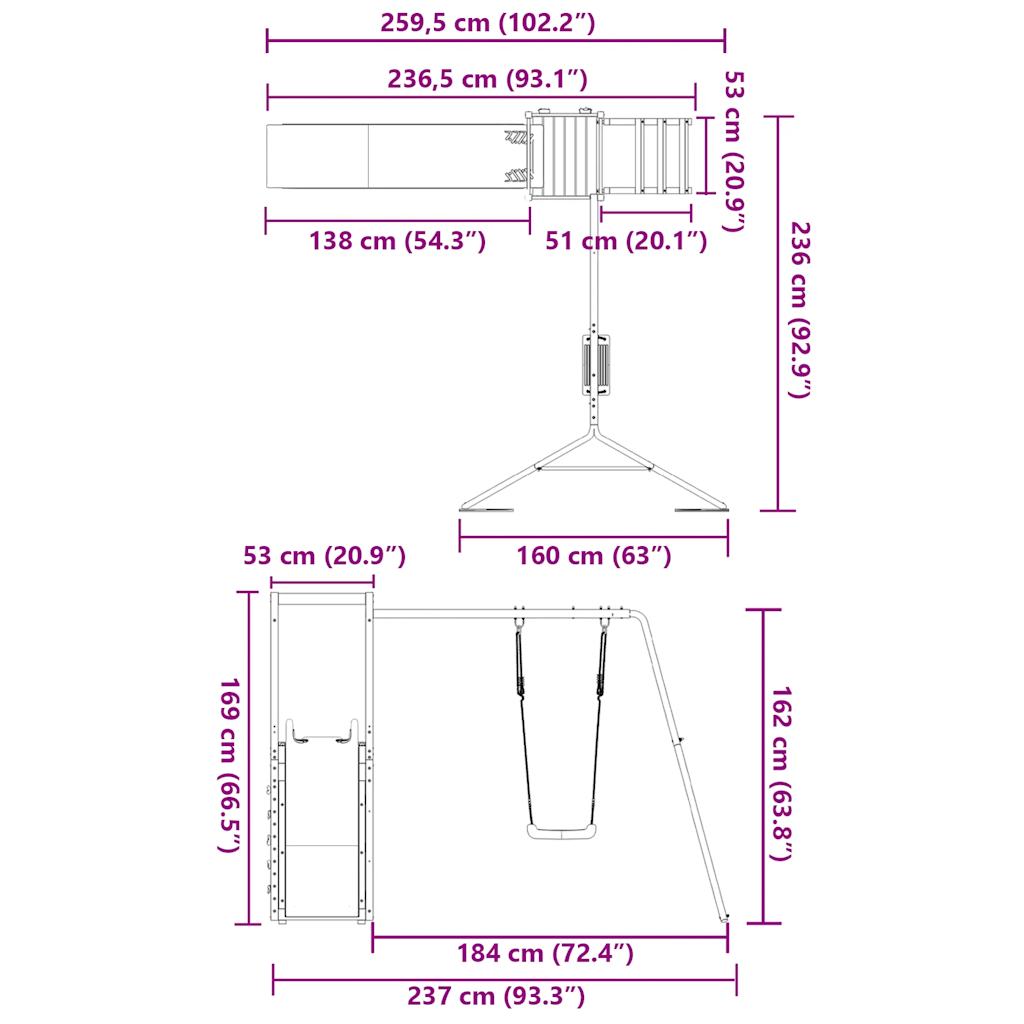 Παιδική Χαρά Εξωτερικού Χώρου από Μασίφ Ξύλο Ψευδοτσούγκας