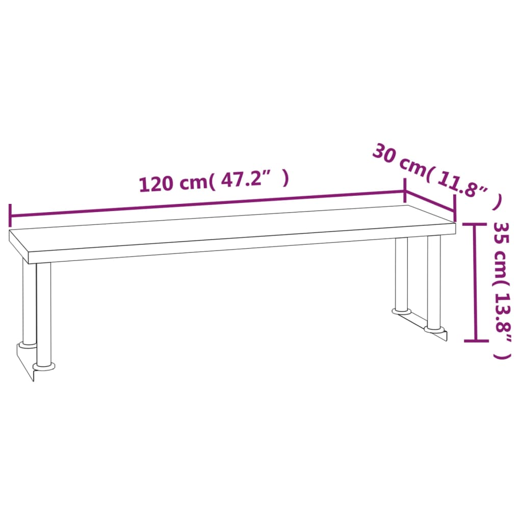 Πάγκος Εργασίας Κουζίνας με Ράφι 120x60x115 εκ. Ανοξείδ. Ατσάλι