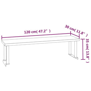 Πάγκος Εργασίας Κουζίνας με Ράφι 120x60x115 εκ. Ανοξείδ. Ατσάλι